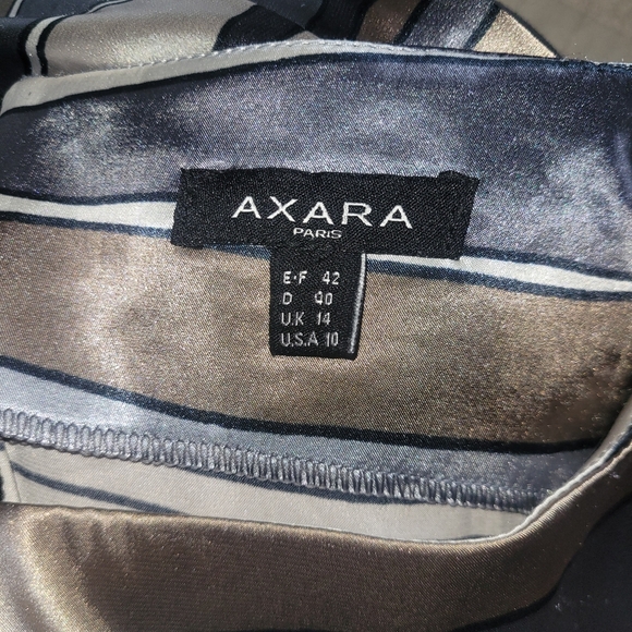 Axara Striped Sleeveless Satin Dress in Neutral Tones 10 - Picture 7 of 8